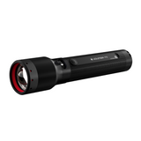 Ledlenser P7R rechargeable torch, angled view of the focus head