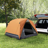 Outsunny 3-4 Person Camping Tent - Orange & Grey packed in carry bag