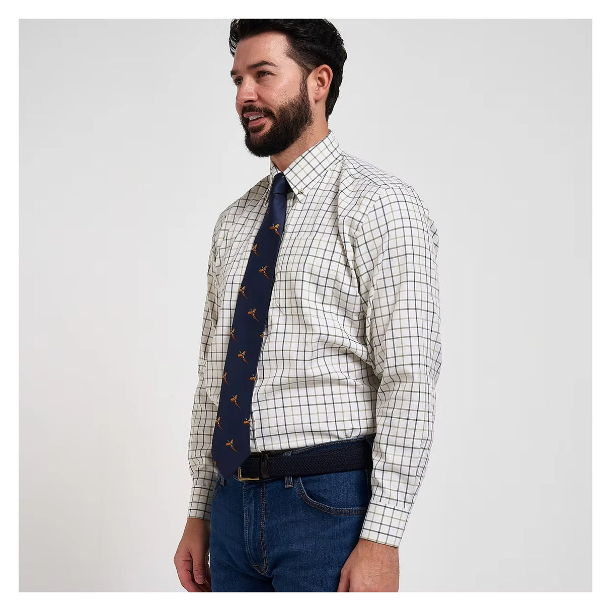 Jack Pyke Pheasant Tie - Navy Blue pheasant pattern detail