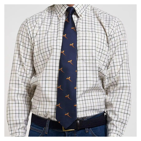 Jack Pyke Pheasant Tie - Navy Blue worn with a country shirt