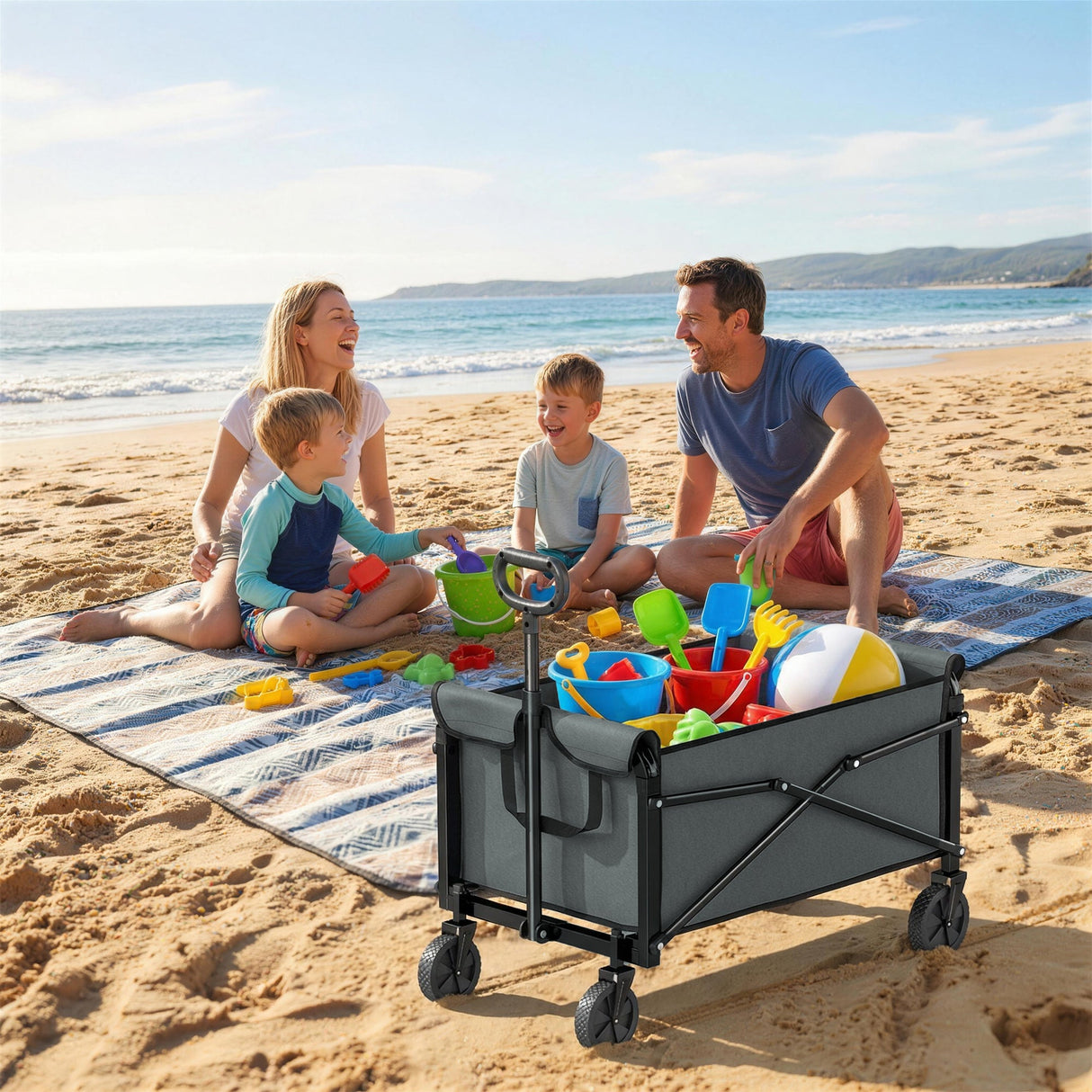 Outsunny 81L Festival Trolley on Wheels - Grey accessories and manual