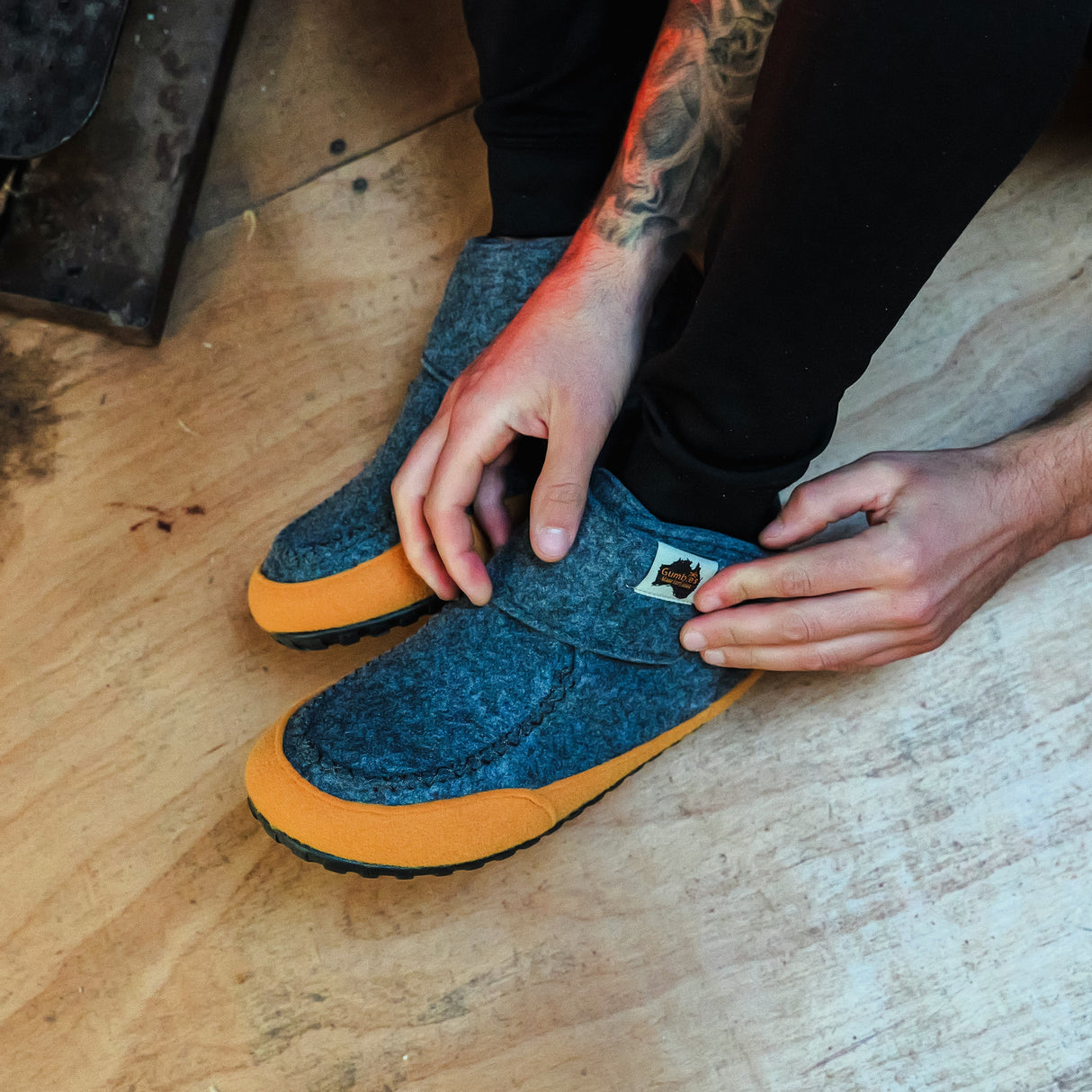 Gumbies Quokka Slipper Boots - Men's Grey & Curry alternate view 5