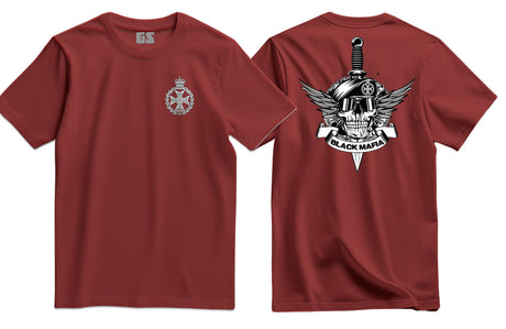 Royal Green Jackets Black Mafia Double Print T-Shirt - Maroon