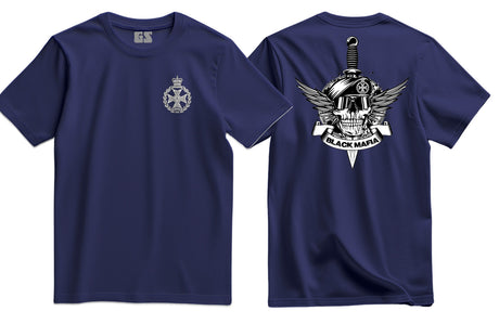 Royal Green Jackets Black Mafia Double Print T-Shirt - Navy Blue