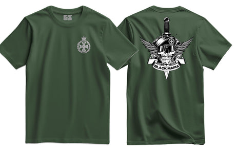 Royal Green Jackets Black Mafia Double Print T-Shirt - Olive Green