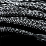 Close-up of the braided sheath of the bungee rope in the Green/Brown L-Grade Tarpaulin with 10m of 6mm Bungee Rope and 10 x Slide Type Tarp Clips