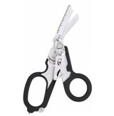 Folding Multi Shears open, black handles, stainless shears with 5 cm ruler