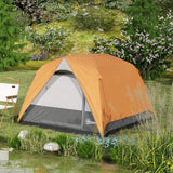 Outsunny 3-4 Person Camping Tent - Orange & Grey stakes ropes and accessories