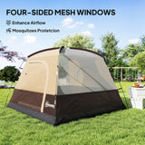 Outsunny 3-4 Person Camping Tent - Brown & Khaki storage pocket detail