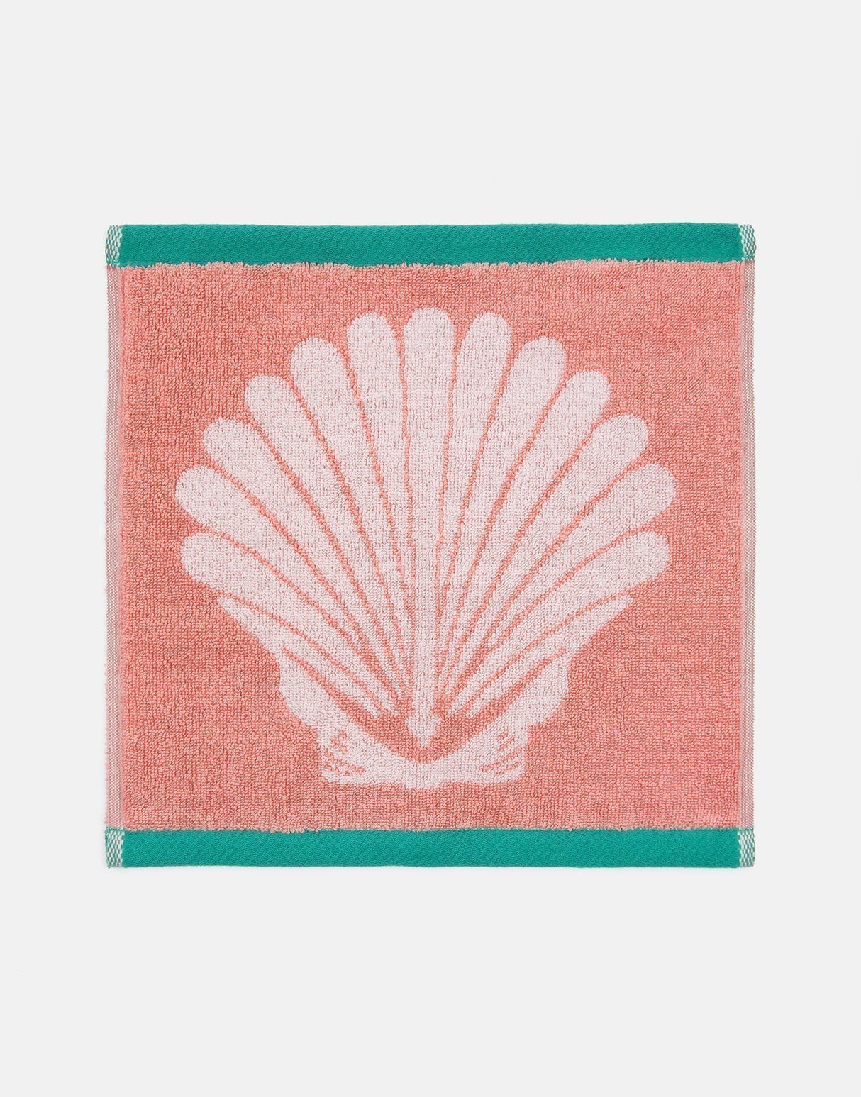 Anorak Shells Organic Cotton Towel - Pink and white face cloth flat lay