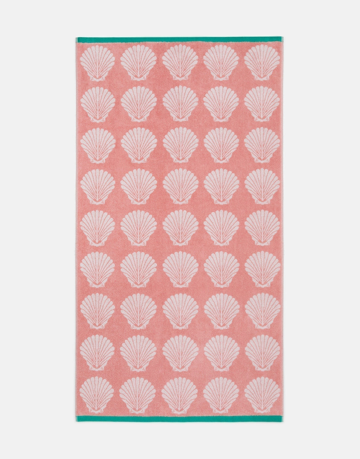 Anorak Shells Organic Cotton Towel - Pink and white bath towel flat lay