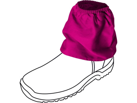 Hot pink Oz OverBoots standard cotton sox saver over a work boot