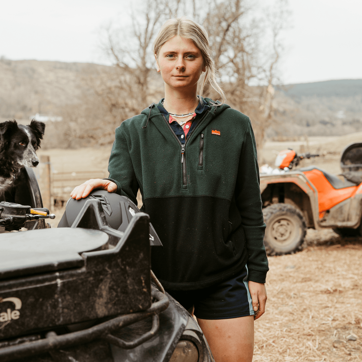 Sugar Loaf Dawnbreaker Polar Fleece Hoodie in Green for farm work, outdoor work