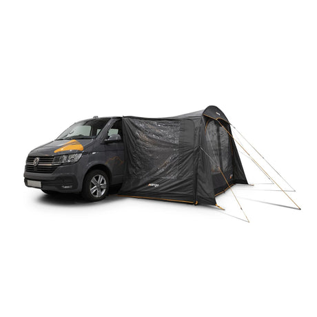 Vango Sunlight awning in smoke with door and walls fitted, attached to a campervan