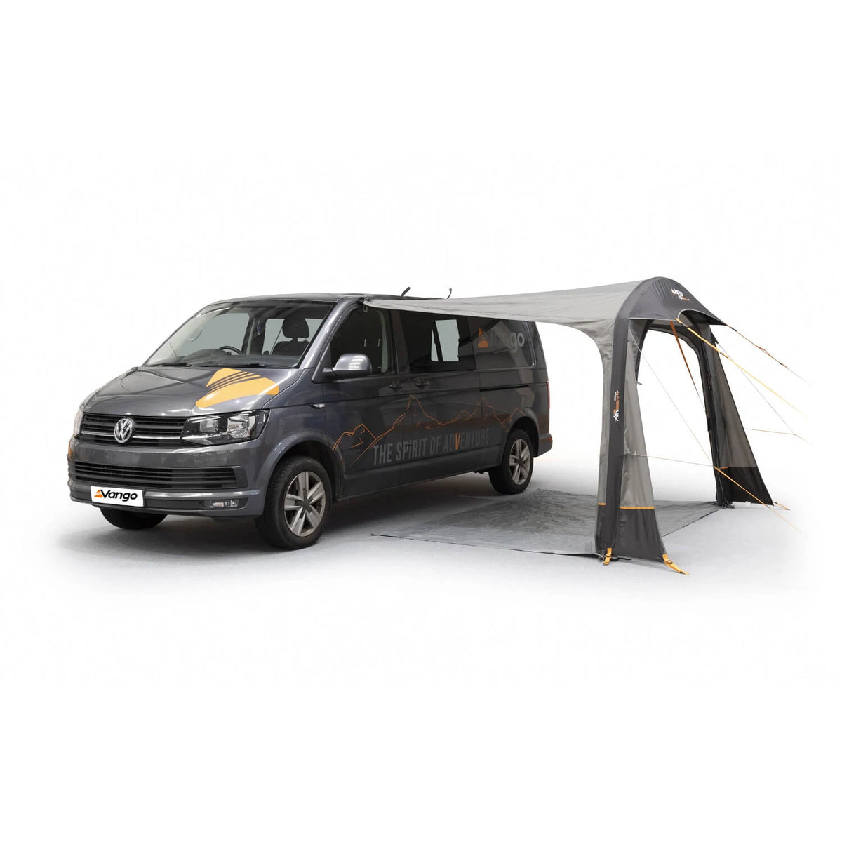 Vango Sunlight Air used as an open sun canopy beside a campervan