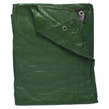 Close-up of an aluminium eyelet set in the woven fabric of the Green S-Grade Tarpaulin 4m x 5m