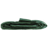 Green S-Grade Tarpaulin with 20 x 6" Bungee Balls (White) folded into a flat bundle, side view