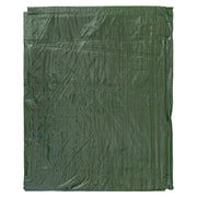 Green M-Grade Tarpaulin 5m x 5m folded flat, front view
