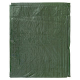 Green M-Grade Tarpaulin 1m x 1m folded flat, front view