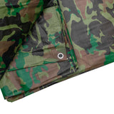 Folded edges of the Camouflage M-Grade Tarpaulin 3m x 5m with an eyelet