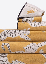 Anorak Tigers Organic Cotton Towel - Ochre and black jacquard weave close up