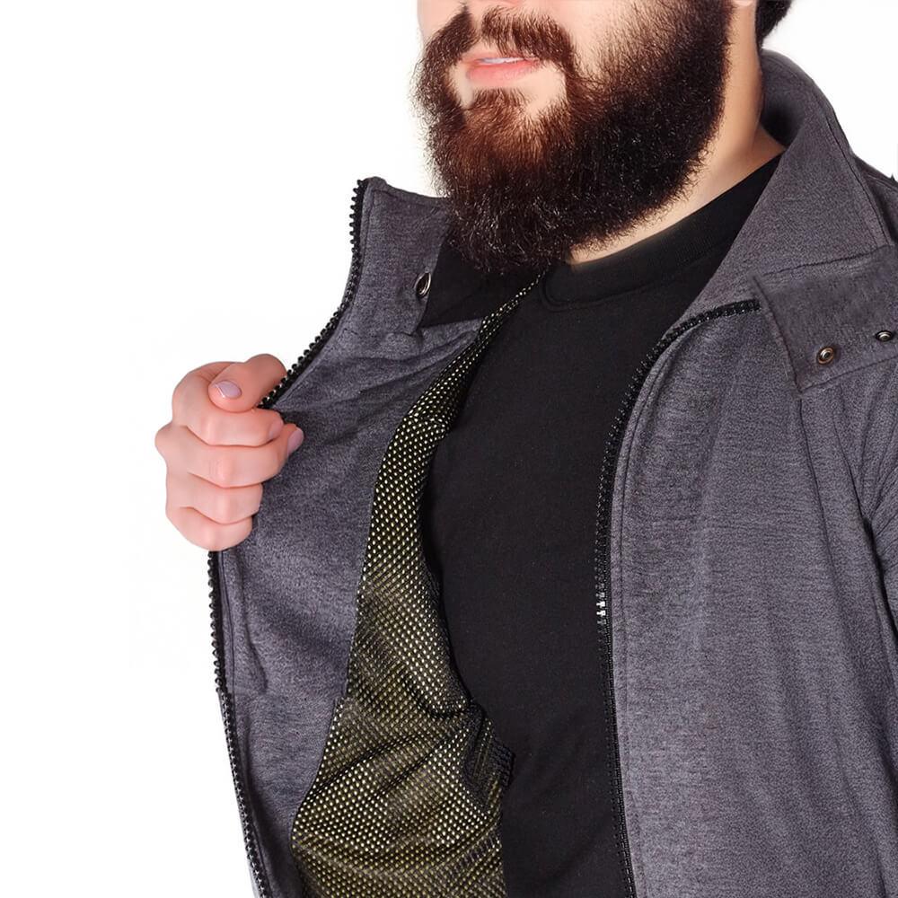 Titan Depot Knife Resistant Anti Slash Hooded Top in Grey internal Kelar lining