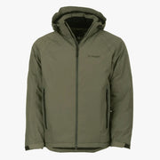 Snugpak Torrent Jacket WGTE in Forest Green - front view with the hood attached and both hand pockets visible