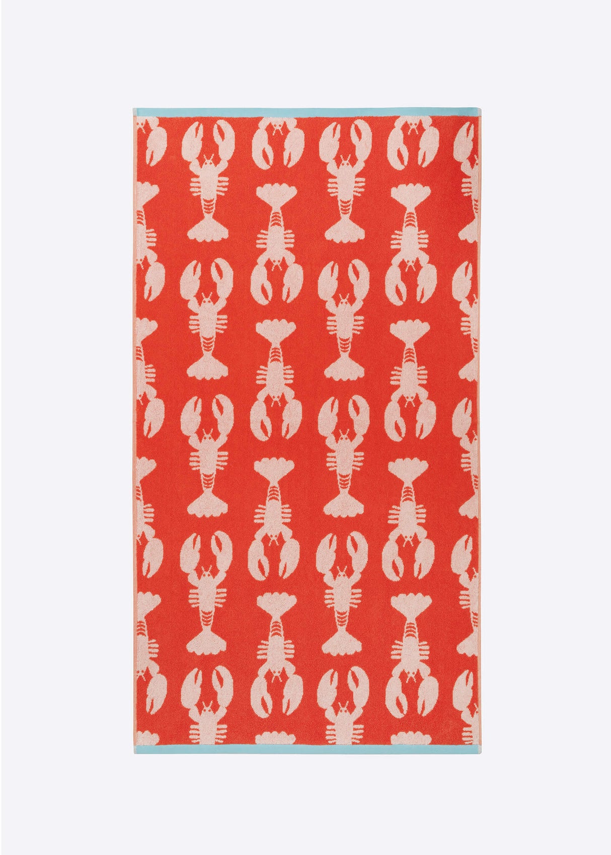 Anorak Lobsters Organic Cotton Towel - Coral and pink bath towel flat lay