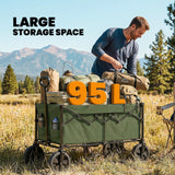 Outsunny 95L Festival Trolley on Wheels - Dark Green side profile