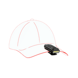 Line drawing of the Ledlenser W1R Work clipped to a cap peak