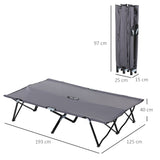 Outsunny Double Camping Cot Bed - Grey side profile