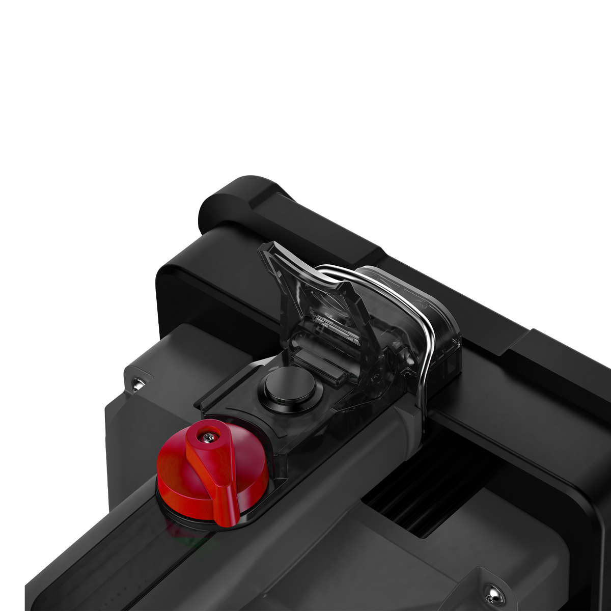 Close-up of the Ledlenser XP30R red rotary switch on the handle