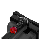 Close-up of the Ledlenser XP30R red rotary switch on the handle