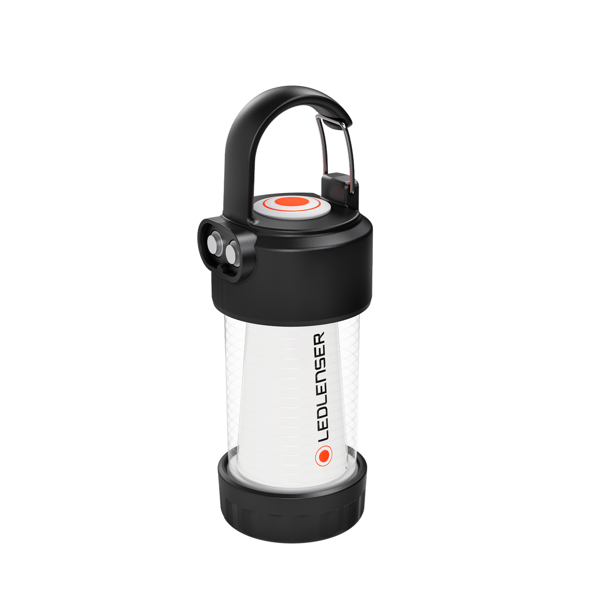 Ledlenser ML4 mini lantern with carabiner snap hook, angled view