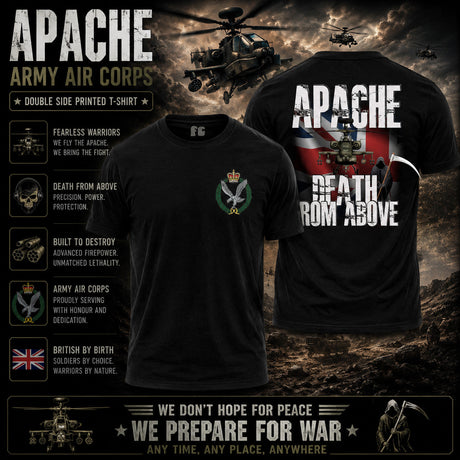 Army Air Corps Apache Double Side Printed T-Shirt - Design