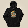 Adventure Before Dementia Camping Hoodie in Black, laid flat, front view