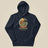 Adventure Before Dementia Camping Hoodie in Navy Blazer, laid flat, front view
