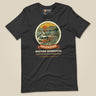 Adventure Before Dementia Campervan T-Shirt in Dark Grey, laid flat, front view