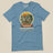 Adventure Before Dementia Campervan T-Shirt in Steel Blue, laid flat, front view
