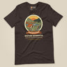 Adventure Before Dementia Camping T-Shirt in Brown, laid flat, front view