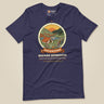 Adventure Before Dementia Camping T-Shirt in Heather Midnight Navy, laid flat, front view