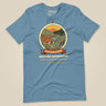 Adventure Before Dementia Camping T-Shirt in Steel Blue, laid flat, front view