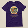Adventure Before Dementia Camping T-Shirt in Team Purple, laid flat, front view