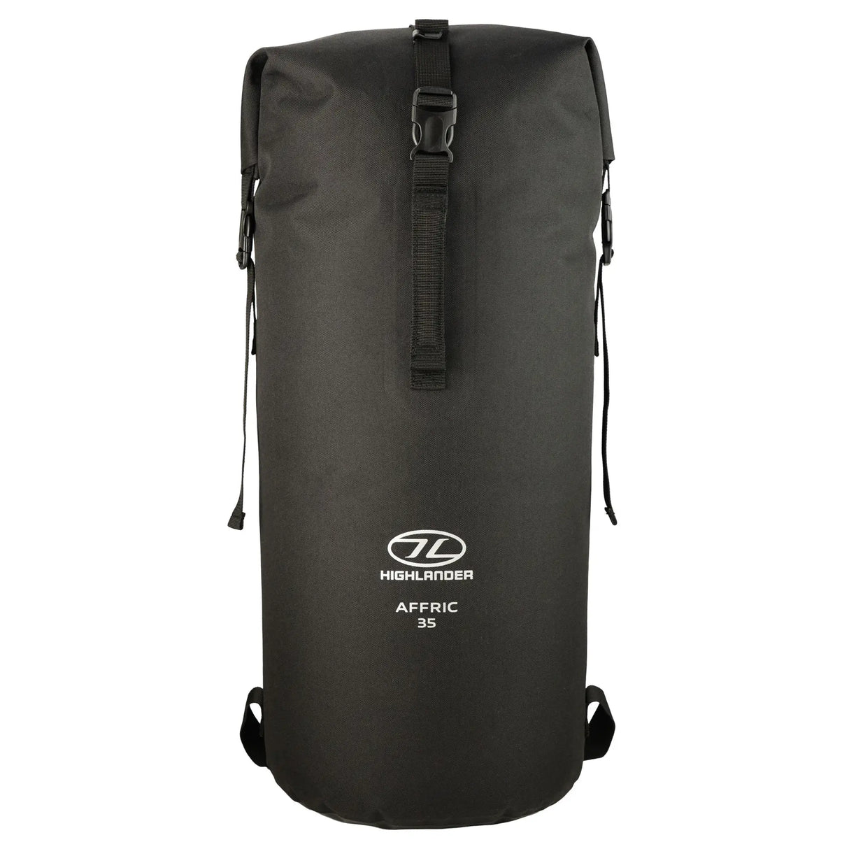Highlander Affric Waterproof backpack35L in black from the front