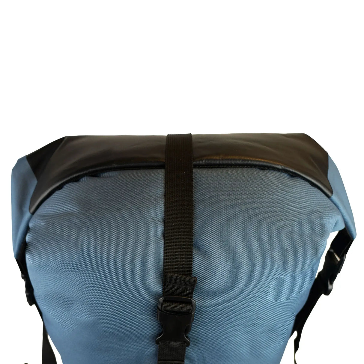 Highlander Affric Waterproof Rucksack 35L in blue showing roll top closure when closed