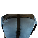 Highlander Affric Waterproof Rucksack 35L in blue showing roll top closure when closed