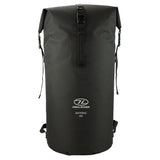 Highlander Affric Waterproof backpack 45L in black from the front on white background