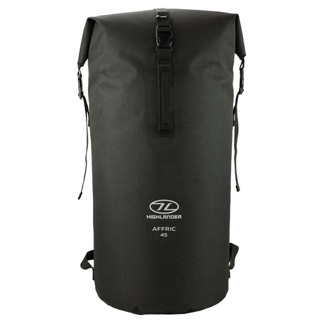 Highlander Affric Waterproof Rucksack 45L in Black - front view on white background