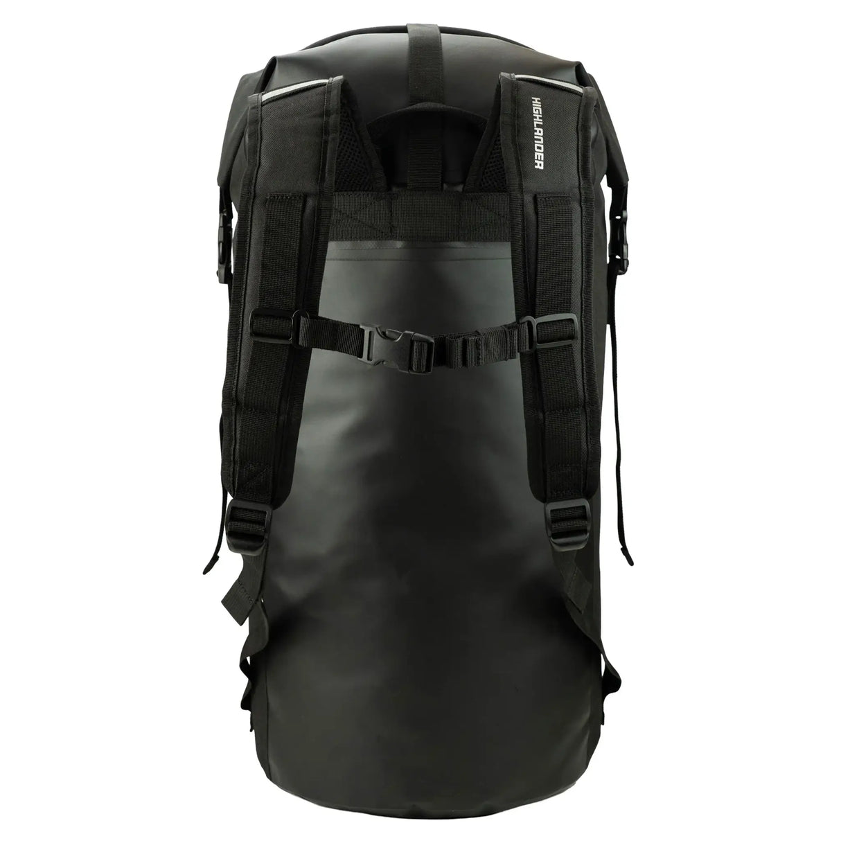 Highlander Affric Waterproof Dry Bag Rucksack 45L in black from the rear on white background