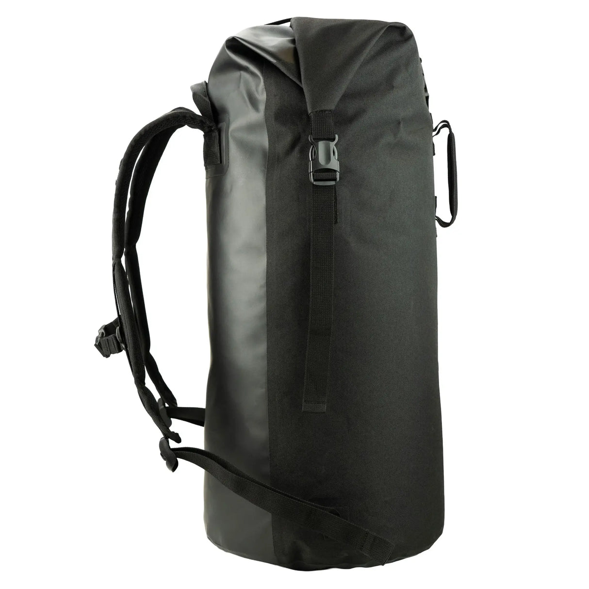 Highlander Affric Waterproof Rucksack 45L in black from the side on white background